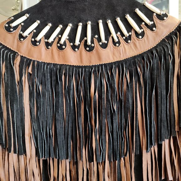 WESTERN FASHIONS LEATHER SUEDE FRINGE JACKET MADE IN USA - Picture 8 of 9
